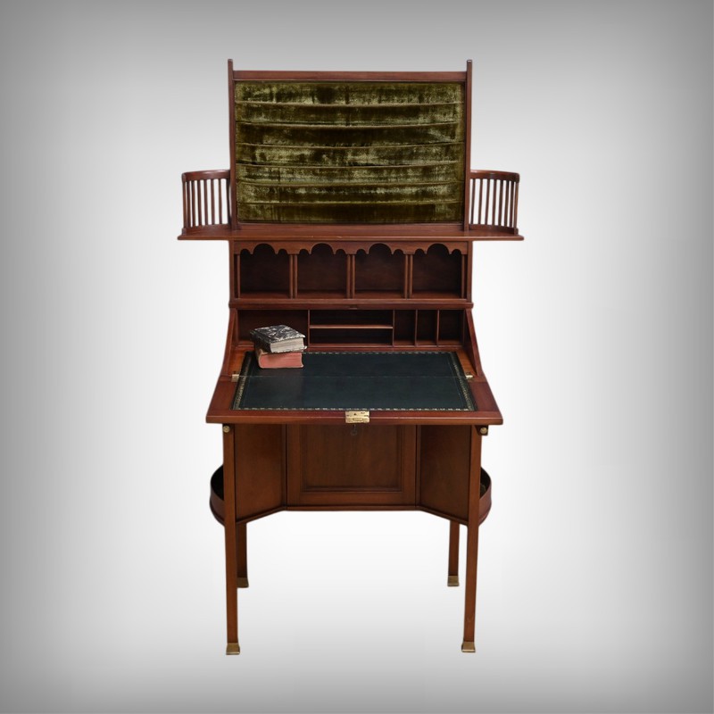 Rare Bonheur du Jour Anglais en Acajou, Lazarus & Cie, Calcutta - 2nde moitié XIXe – Image 2