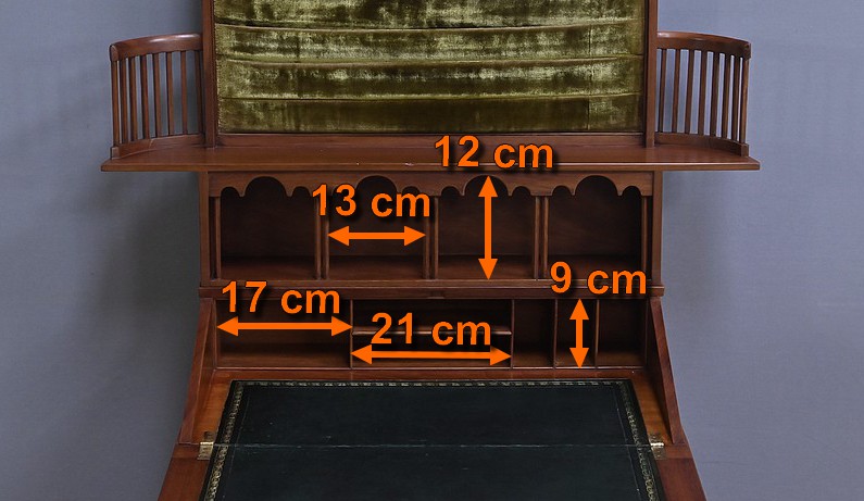 Rare Bonheur du Jour Anglais en Acajou, Lazarus & Cie, Calcutta - 2nde moitié XIXe – Image 17